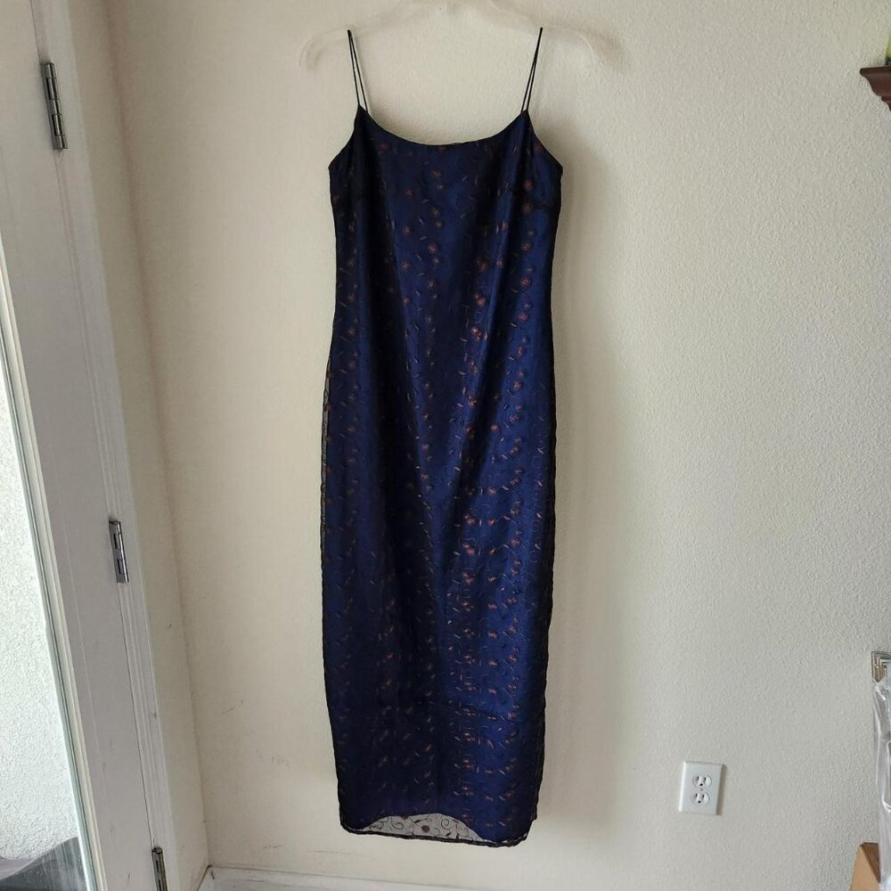 Rampage y2k dress Sz 5 navy with brown flower embroidery special occasion